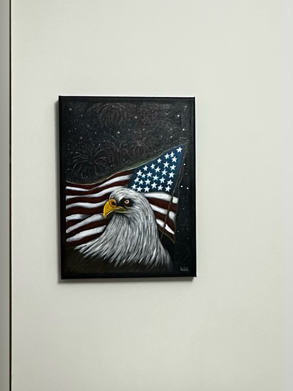 USA 250th Anniversary Eagle & Flag Painting Size 9”x12”